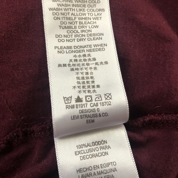 Levi's youth red tab eagle graphic tee, burgundy, size L 12-13years - Picture 6 of 6